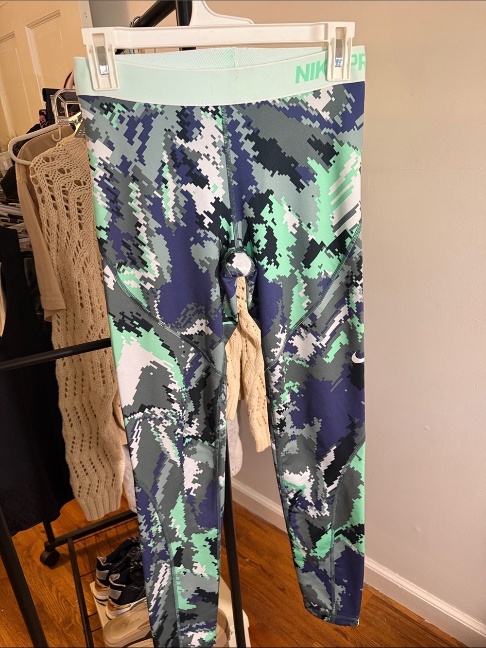 Nike Mint Green and Navy Pixel Camo Leggings
